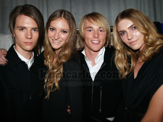 Runway models backstage at Mercedes-Benz Fashion Week Los Angeles