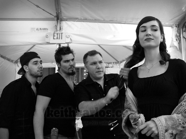 Photojournalistic portrait of models backstage at Mercedes-Benz Fashion Week Los Angeles